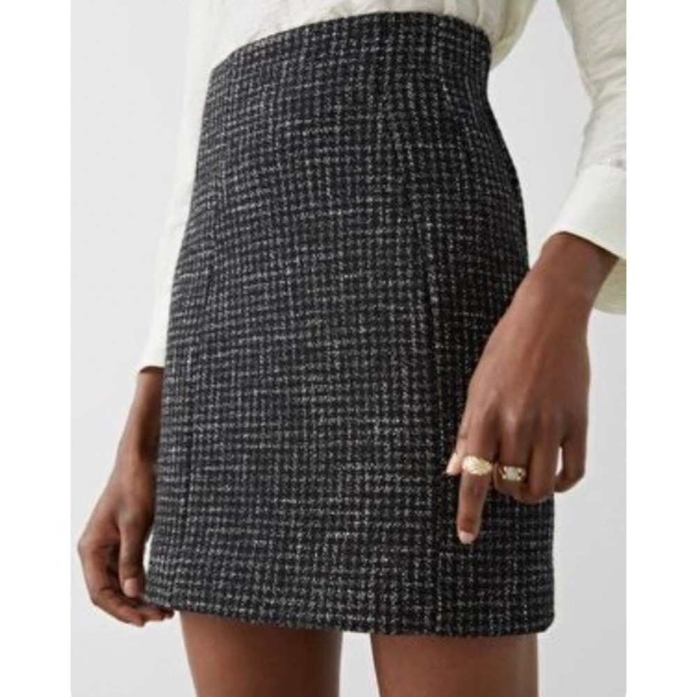 & Other Stories Black & White Wool Blend Tweed Bouclé Mini Skirt –‎ Size 6